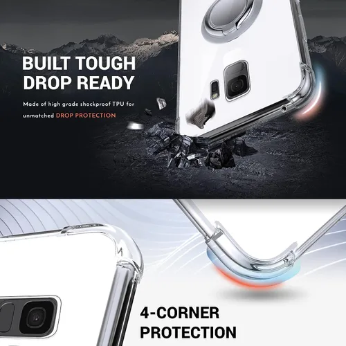 Vista 3 de Silverback Funda transparente para Galaxy S9 con soporte de anillo, amortiguador de golpes protector a prueba de golpes para Samsung Galaxy S9