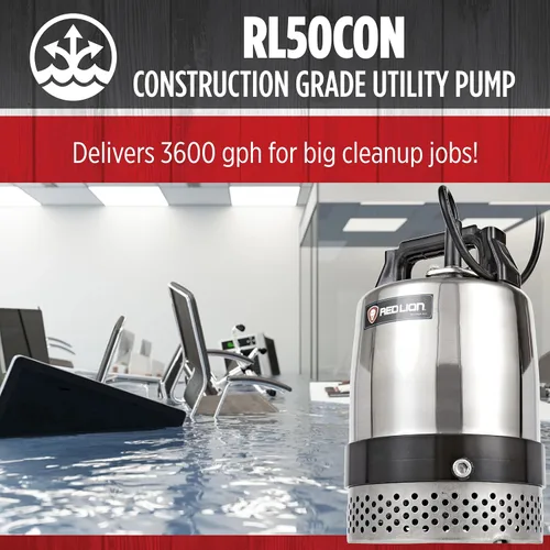 Vista 5 de Red Lion RL50CON, 115V, 1/2 HP, Bomba de utilidad manual de acero