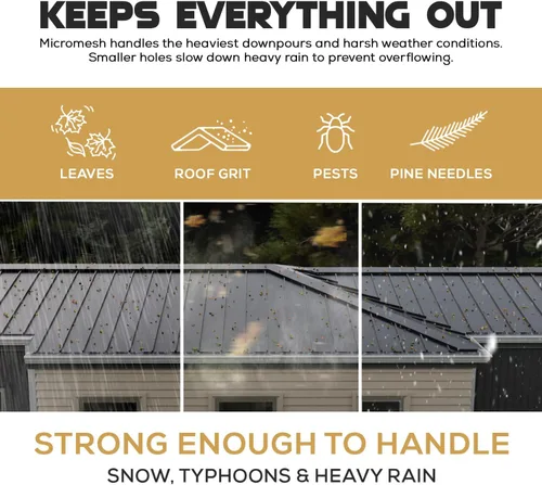 Vista 8 de Micromesh 5 pulgadas Gutter Guards Leaf Protection, 1 Pies Paquete de muestra Bronce oscuro, Malla de acero inoxidable, Cubiertas de canalón