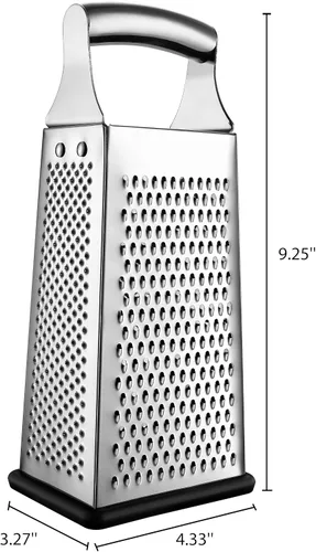 Vista 10 de Spring Chef Rallador profesional de queso parmesano grande, rallador de caja de metal de acero inoxidable con asa, triturador de alimentos de cocina