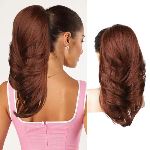 Vista 18 de SEIKEA Extensión versátil de cola de caballo con cordón, 18 pulgadas de largo, ondulado, con clip de varias capas, extensiones de cabello de cola