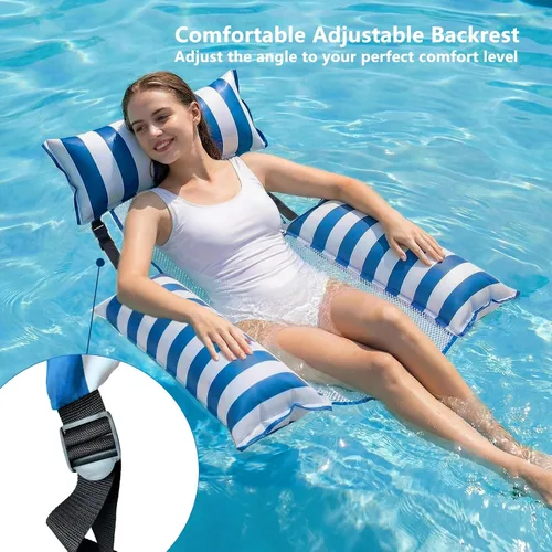 Vista 2 de Jasonwell Flotadores inflables para piscina para adultos – Flotadores de tela para piscina, silla flotante para lago, playa, tumbona flotante