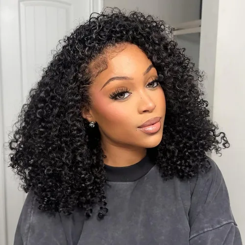 Vista 27 de Boopwine Peluca de cabello humano rizado con diadema para mujeres negras, 28 pulgadas, sin pegamento, sin encaje frontal, peluca de cabello virgen