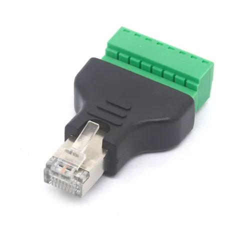 Vista 4 de Adaptador de terminal de tornillo macho RJ45, RJ45 macho a tornillo de 8 pines, conector hembra Cat7 6 5 5e Extensor de enchufe de red Ethernet CCTV