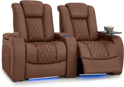 Vista 206 de Seatcraft Asiento de cine en casa Diamante Marrón Reclinable Individual