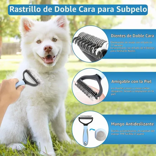 Vista 4 de Cepillo para Perros Kit de Aseo para Perros 7 PIEZAS Cepillo para Perros para Muda de Pelo - Cepillos para Perros para Aseo, Peine Desenredante
