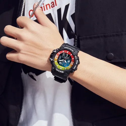 Vista 2 de KXAITO Men's Stainless Steel case Sports Watch Military Watch Outdoor LED Stopwatch Digital Electronic Large Dual Display Waterproof Tactical Army