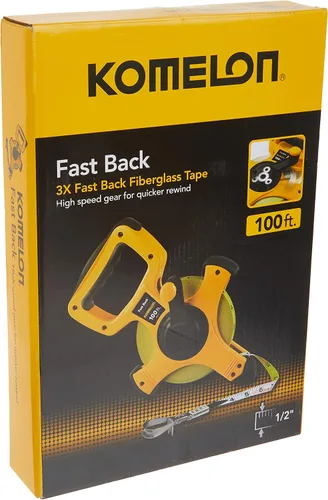 Vista 6 de Komelon 8811 - Cinta métrica de carrete abierto de retroceso rápido con hoja de fibra de vidrio recubierta de nylon doble, 100 pies por 1/2 pulgada