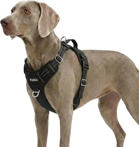 Vista 40 de Funfox Arnés para perro sin tirones, arnés de chaleco ajustable para mascotas, material súper suave con mango vertical, fácil control, paseo