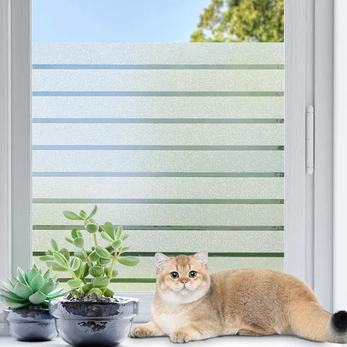 Vista 15 de Coavas Película de privacidad de ventana a rayas esmeriladas para vidrio de Adhesivo estático, sin pegamento, extraíble, bloqueo UV, control