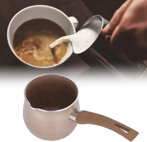 Vista 4 de Sartén pequeña con tapa, olla antiadherente de 1.5 cuartos de galón, calentador de mantequilla de un solo mango y olla de café, compatible