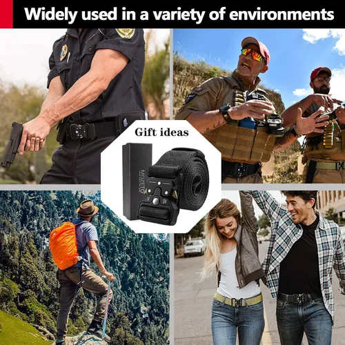 Vista 4 de MOZETO Tactical Belts for Men Military Style Work Hiking Riggers Web Gun Belt with Heavy Duty Quick Release Metal Buckle