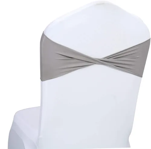 Vista 9 de MDS Paquete de 100 bandas de elastano para silla, bandas lisas sin hebilla, reutilizables, elásticas, para decoración de bodas, recepciones, Azul