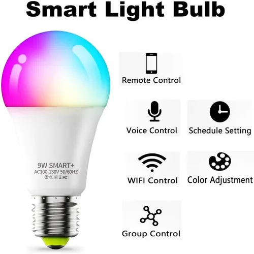 Vista 3 de Bombilla inteligente KL110, WiFi LED Magic Home Smart Bulb APP funciona con Alexa y Google Assistant, E26 A19 regulable, 2.4 GHz, no requiere