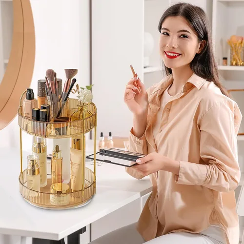 Vista 6 de Aveniee Organizador de maquillaje giratorio de 360 grados para tocador, organizadores de baño mejorados para perfume y cuidado de la piel