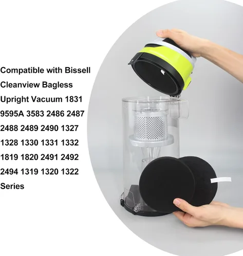 Vista 4 de Filtro de repuesto compatible con Bissell 2259 2260 2492 2252 2486 2253 2254 22543 2255 2256 1831 9595A 2487 2258 1309 1790 1792 1792 1799 3 bolsas