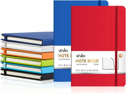 Vista 9 de ViVin Cuadernos de diario rayados para trabajo, 192 páginas, tamaño mediano de 5.5 x 8.3 pulgadas, rayado universitario, cuadernos A5 de tapa dura