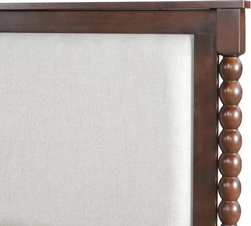 Vista 8 de Merax Base de cama de plataforma de madera maciza tamaño King, cabecera tapizada y eje clásico y con panel de tela, no necesita somier, capacidad