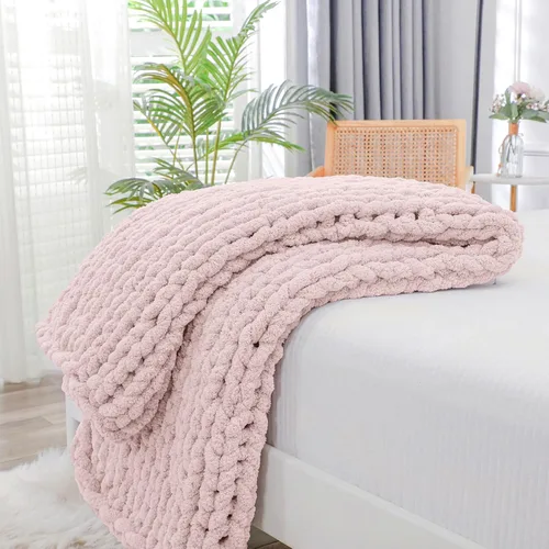 Vista 37 de Bigacogo - Cobija de punto grueso de 40 x 40 pulgadas, de felpilla, 100% tejida a mano, cobija pequeña de punto trenzado suave y grueso, con nudo