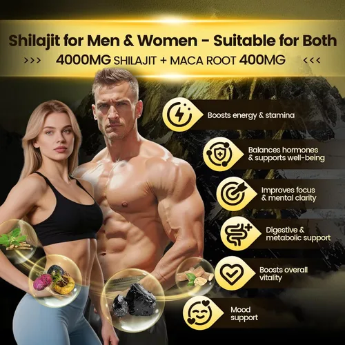 Vista 2 de Gomitas Shilajit, Shilajit para hombres y mujeres Fórmula 10 en 1 de alta potencia de 4000 mg con shilajit puro del Himalaya, Ashwagandha y 75%