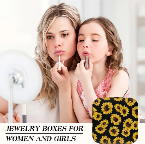 Vista 7 de LRITER Joyero de viaje para mujer, caja organizadora de joyería de moda con espejo, pequeño joyero, organizador de joyas de viaje, regalos