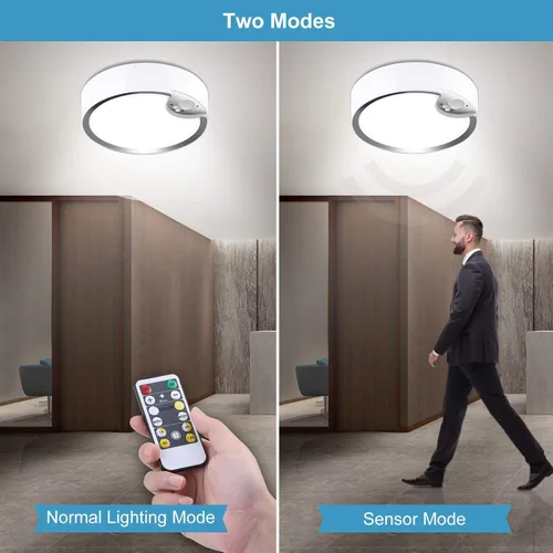 Vista 7 de Lightess Luces de techo LED con sensor de movimiento, funciona con pilas, moderna luz regulable con control remoto, para dormitorio, baño, armario