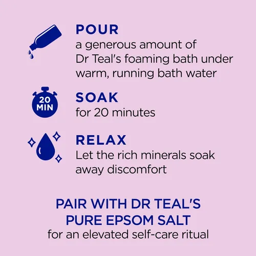 Vista 3 de Dr Teal's Baño espumoso con sal pura de Epsom, saúco negro con vitamina D, 34 onzas líquidas (paquete de 2)