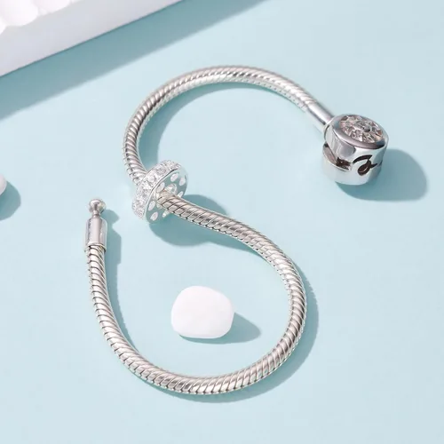 Vista 63 de 925 plata esterlina espaciador encanto grano con CZ transparente para pulseras Pandora Charms
