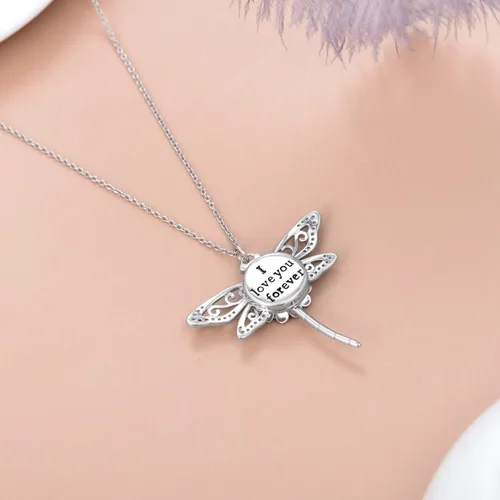 Vista 3 de Collar con medallón con diseño de libélula de abeja y búho de mariposa para cualquier foto