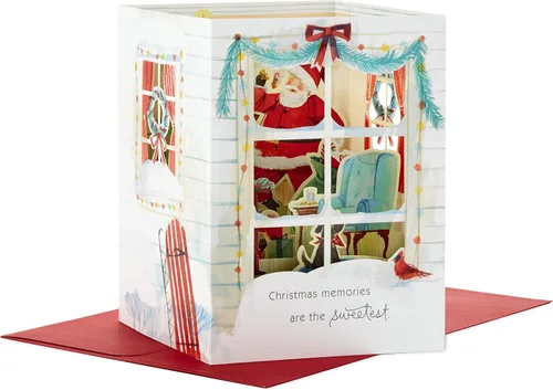 Vista 8 de Hallmark Paper Wonder - Tarjeta de Navidad con diseño de panal desplegable (Santa Claus)