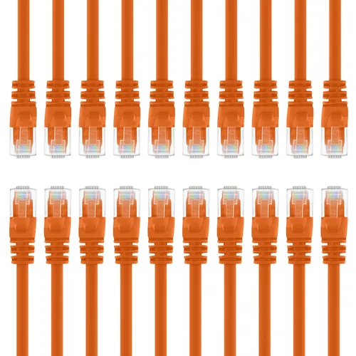 Vista 32 de GEARit Paquete de cables Ethernet Cat 6 - Paquete de 20 cables de conexión Ethernet Cat6 de 1 pie Cable de conexión de red RJ45, conectores sin
