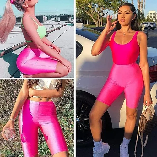 Vista 7 de Lbaatta Pantalones de ciclismo, pantalones de yoga, pantalones cortos deportivos sexy, pantalones cortos de nailon elástico de tela para mujer