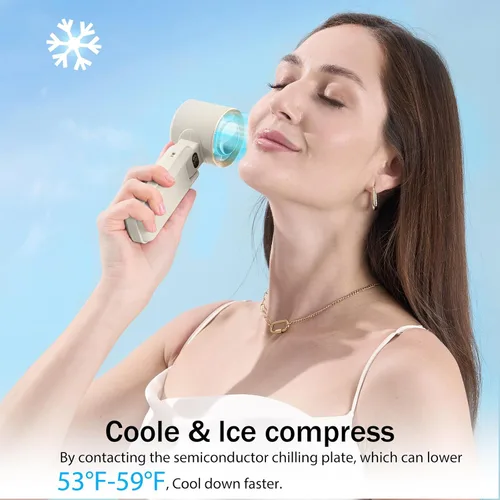 Vista 2 de Ventilador portátil de mano con enfriador de hielo turbo, ventilador de mano recargable, 100 velocidades, batería de 20 horas de duración de 3600