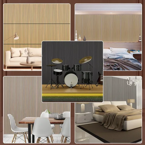 Vista 7 de NeatiEase Paquete de muestras de color de paneles de pared de madera, paneles de pared de listones acústicos para decoración de paredes interiores