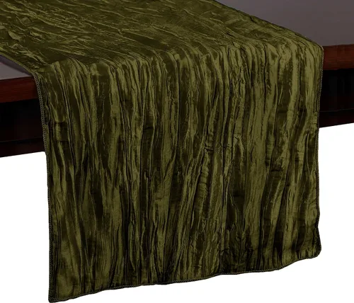 Vista 14 de Ultimate Textile Delano - Camino de mesa de tafetán arrugado, 14 x 108 pulgadas, color verde manzana Delano, Green, 53% Polyester / 47% Nylon