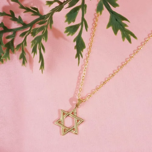 Vista 3 de PORI JEWELERS Colgante hexagonal de oro amarillo de 14 quilates con diseño de estrella de David, joyería fina, el mejor regalo de bendición