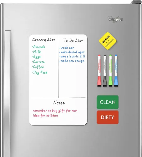 Vista 15 de HOMiDEK Pizarra magnética de borrado en seco: pizarra blanca pequeña para nevera, pizarra blanca flexible para refrigerador, hoja de notas