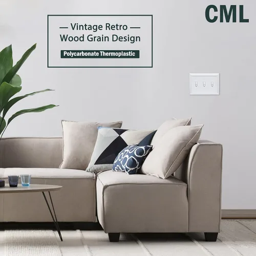 Vista 6 de CML - Placa de pared clásica con triple interruptor de palanca, cubierta de salida de 3 bandas, paquete de 2, placa de pared con diseño de grano