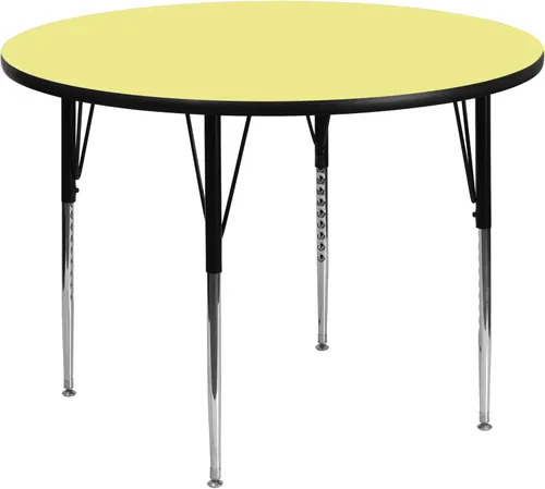 Vista 8 de Flash Furniture Wren - Mesa redonda de actividades laminadas térmicas grises de 48 pulgadas, patas ajustables en altura estándar