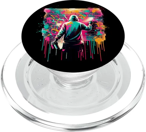 Vista 7 de Graffiti Street Artist Urban Brick Wall Retro 80s and 90s PopSockets Adhesive PopGrip