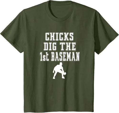Vista 9 de Chicks Dig First Baseman - Camiseta de primera base Beisbol Player, Negro