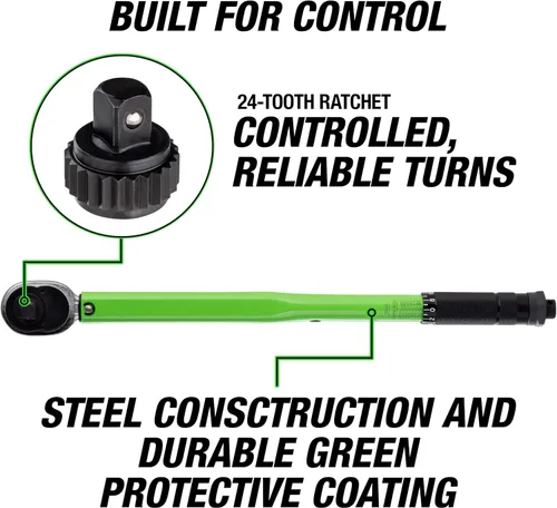 Vista 5 de OEMTOOLS 25689 Llave dinamométrica estilo clic de 1/2 pulgada, 10-150 pies/libra., hace clic en el par deseado, llave dinamométrica de 1/2 unidad