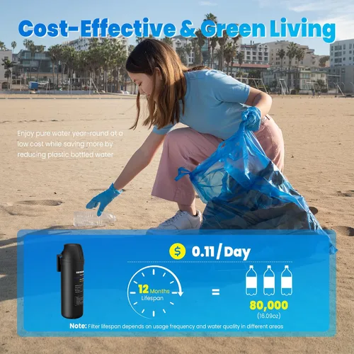 Vista 8 de Filtro de agua para debajo del fregadero, filtro de agua de grifo doméstico para fregadero de cocina, se conecta directamente bajo el mostrador al