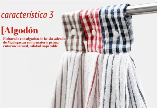 Vista 4 de 2 toallas de algodón de cocina clásica/toalla absorbente/toallas colgantes/toalla de mano, rayas azules