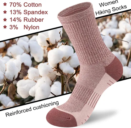 Vista 4 de cuangya Calcetines deportivos de compresión acolchados para mujer, 5 pares
