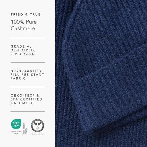 Vista 10 de Fishers Finery Sombrero con puños acanalados de cachemira 100% pura para hombre; ultra felpa