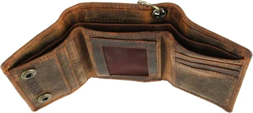 Vista 5 de Cazoro - Cartera de cuero vintage con cadena triple RFID para hombre