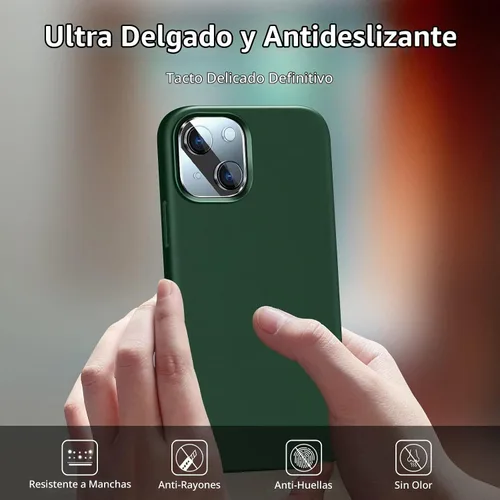 Vista 5 de Dssairo Funda 5 en 1 Diseñada para iPhone 13, con Paquete de 2 Protectores de Pantalla, Paquete de 2 Protectores de Lente de Cámara, Funda Verde