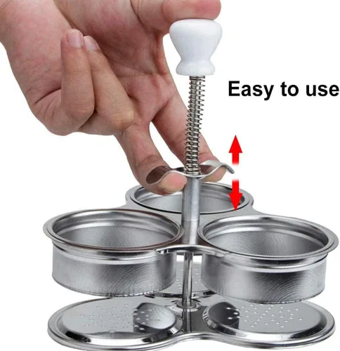 Vista 7 de Zerodis Huevo, acero inoxidable antiadherente para hacer huevos escalfados, vaso de caldera de huevos, regalo para padres, madres y amigos (plateado)