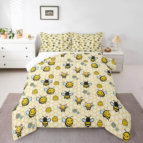 Vista 7 de Erosebridal Juego de edredón de animales costeros para niños y niñas, juego de ropa de cama de ballena de dibujos animados, tamaño individual, lindo